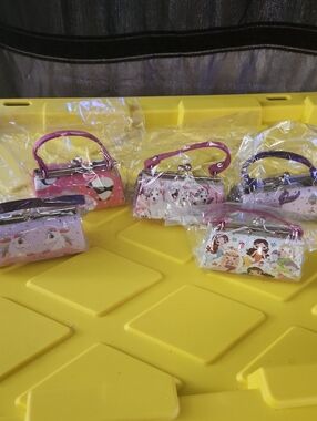 5 Piece Mini Girls' Printed Faux-Leather Purse - Pink, Purple, White